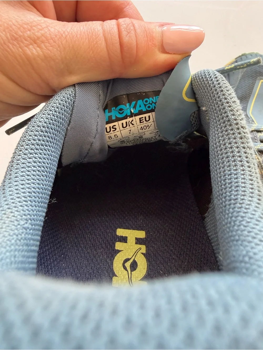 Hoka Women's Blue & Yellow Trail Runners Shoe Sneakers 8.5